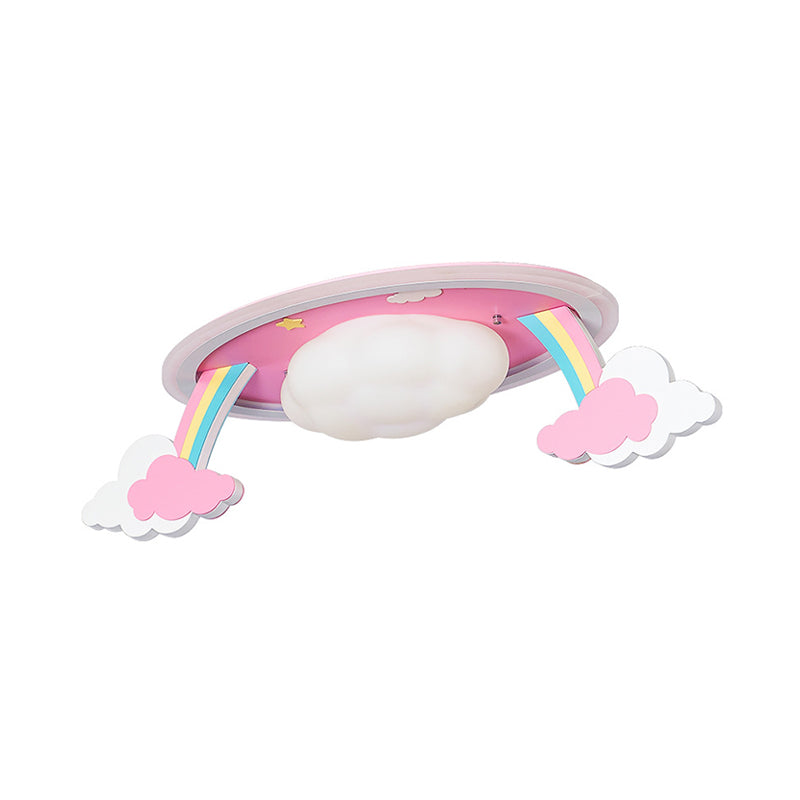 Cartoon LED Ceiling Lighting Pink Rainbow Design Oval Flush Mount Lamp with Acrylic Shade Clearhalo 'Ceiling Lights' 'Close To Ceiling Lights' 'Close to ceiling' 'Flush mount' Lighting' 758127