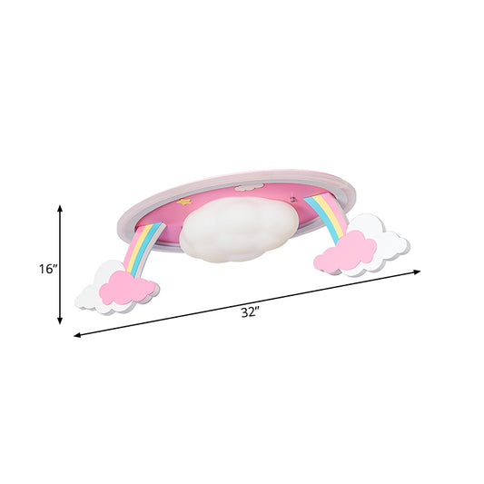 Cartoon LED Ceiling Lighting Pink Rainbow Design Oval Flush Mount Lamp with Acrylic Shade Clearhalo 'Ceiling Lights' 'Close To Ceiling Lights' 'Close to ceiling' 'Flush mount' Lighting' 758128