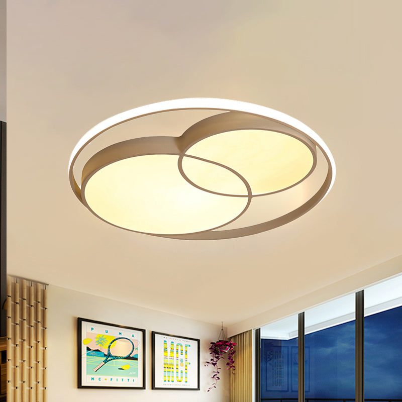 2 Crossed Circle Ceiling Flush Mount Modern Metal Black/White Integrated LED Bedroom Flush Mount Lighting in Warm/White Clearhalo 'Ceiling Lights' 'Close To Ceiling Lights' 'Close to ceiling' 'Flush mount' Lighting' 758149