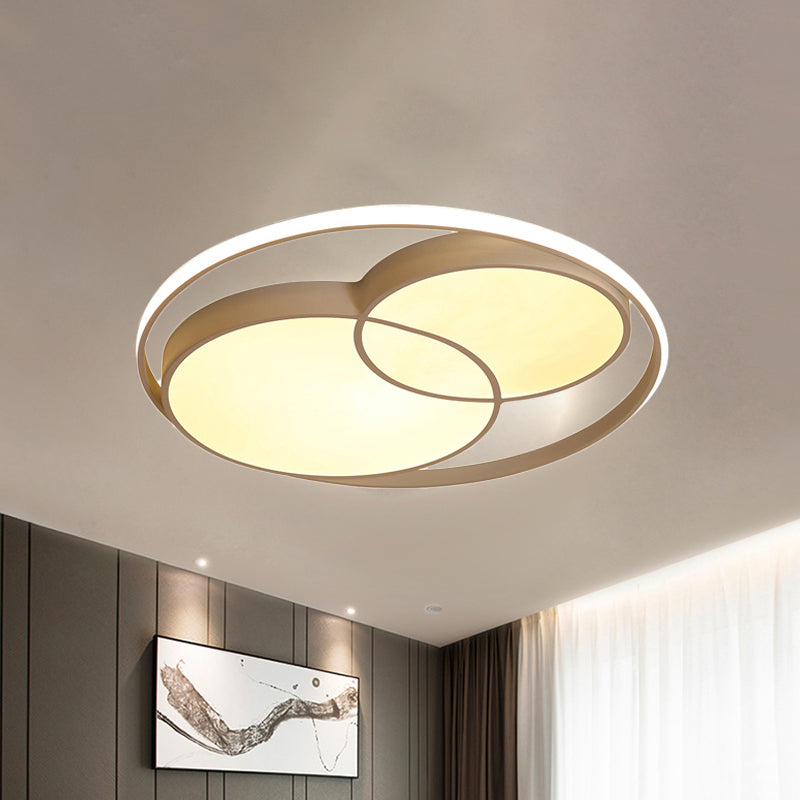 2 Crossed Circle Ceiling Flush Mount Modern Metal Black/White Integrated LED Bedroom Flush Mount Lighting in Warm/White Clearhalo 'Ceiling Lights' 'Close To Ceiling Lights' 'Close to ceiling' 'Flush mount' Lighting' 758150