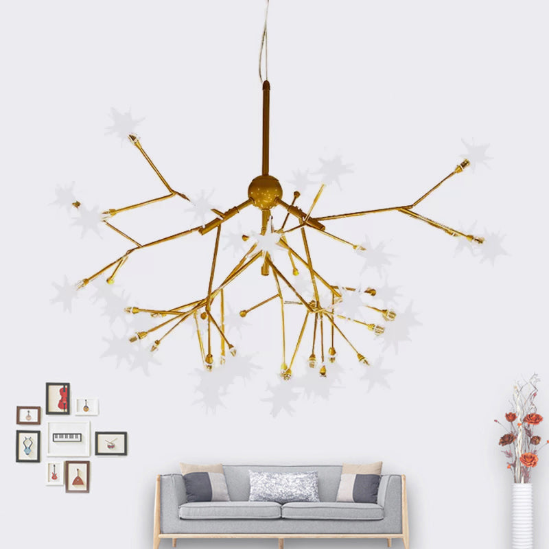 Modern Starry Pendant Light Fixture Iron 9/27/36-Light Dining Room Chandelier in Gold Clearhalo 'Ceiling Lights' 'Chandeliers' 'Modern Chandeliers' 'Modern' Lighting' 758159