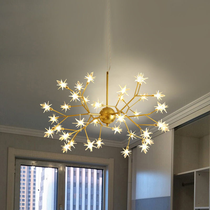Modern Starry Pendant Light Fixture Iron 9/27/36-Light Dining Room Chandelier in Gold Clearhalo 'Ceiling Lights' 'Chandeliers' 'Modern Chandeliers' 'Modern' Lighting' 758161