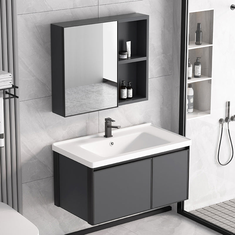 Rectangular Bathroom Vanity Single Sink Modern Gray Metal Base Vanity Set Clearhalo 'Bathroom Remodel & Bathroom Fixtures' 'Bathroom Vanities' 'bathroom_vanities' 'Home Improvement' 'home_improvement' 'home_improvement_bathroom_vanities' 7581618
