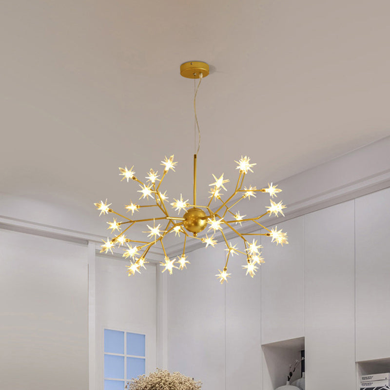 Modern Starry Pendant Light Fixture Iron 9/27/36-Light Dining Room Chandelier in Gold Clearhalo 'Ceiling Lights' 'Chandeliers' 'Modern Chandeliers' 'Modern' Lighting' 758162