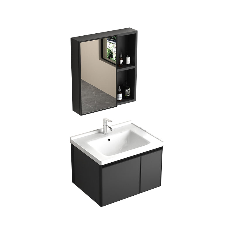 Rectangular Bathroom Vanity Single Sink Modern Gray Metal Base Vanity Set Vanity & Faucet & Mirror Cabinet https://res.litfad.com/site/img/item/2023/02/19/7581622/1200x1200.jpg Clearhalo 'Bathroom Remodel & Bathroom Fixtures' 'Bathroom Vanities' 'bathroom_vanities' 'Home Improvement' 'home_improvement' 'home_improvement_bathroom_vanities' 7581622