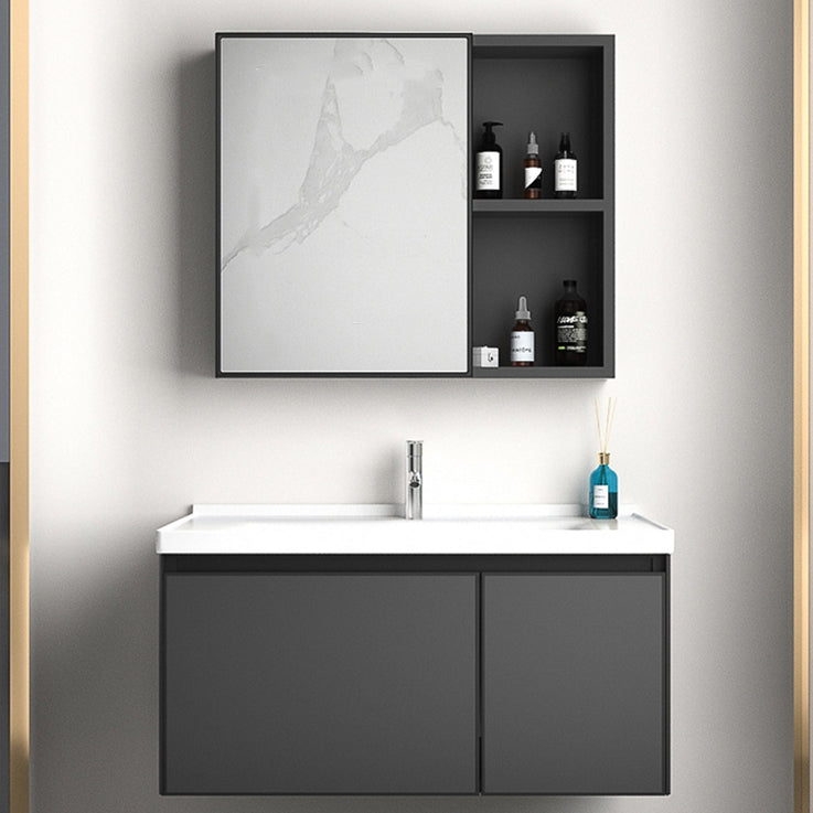 Rectangular Bathroom Vanity Single Sink Modern Gray Metal Base Vanity Set Clearhalo 'Bathroom Remodel & Bathroom Fixtures' 'Bathroom Vanities' 'bathroom_vanities' 'Home Improvement' 'home_improvement' 'home_improvement_bathroom_vanities' 7581623