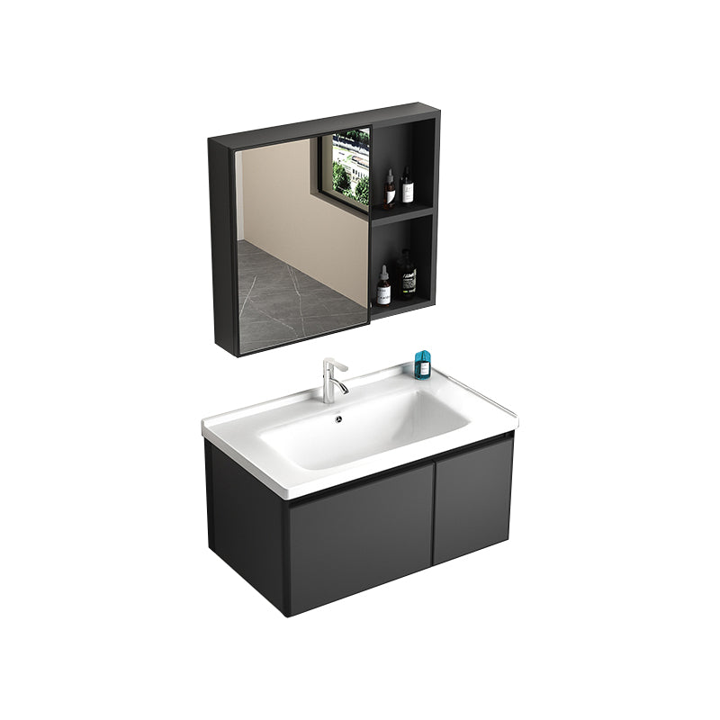 Rectangular Bathroom Vanity Single Sink Modern Gray Metal Base Vanity Set Vanity & Faucet & Mirror Cabinet https://res.litfad.com/site/img/item/2023/02/04/7581626/1200x1200.jpg Clearhalo 'Bathroom Remodel & Bathroom Fixtures' 'Bathroom Vanities' 'bathroom_vanities' 'Home Improvement' 'home_improvement' 'home_improvement_bathroom_vanities' 7581626