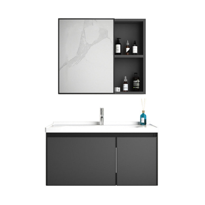 Rectangular Bathroom Vanity Single Sink Modern Gray Metal Base Vanity Set Clearhalo 'Bathroom Remodel & Bathroom Fixtures' 'Bathroom Vanities' 'bathroom_vanities' 'Home Improvement' 'home_improvement' 'home_improvement_bathroom_vanities' 7581627