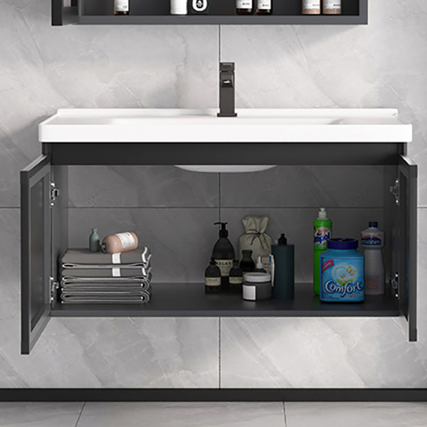 Rectangular Bathroom Vanity Single Sink Modern Gray Metal Base Vanity Set Clearhalo 'Bathroom Remodel & Bathroom Fixtures' 'Bathroom Vanities' 'bathroom_vanities' 'Home Improvement' 'home_improvement' 'home_improvement_bathroom_vanities' 7581628