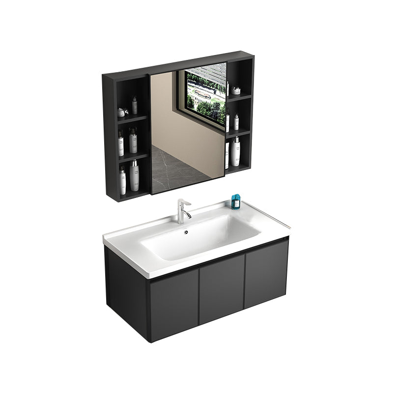 Rectangular Bathroom Vanity Single Sink Modern Gray Metal Base Vanity Set Vanity & Faucet & Mirror Cabinet https://res.litfad.com/site/img/item/2023/02/27/7581629/1200x1200.jpg Clearhalo 'Bathroom Remodel & Bathroom Fixtures' 'Bathroom Vanities' 'bathroom_vanities' 'Home Improvement' 'home_improvement' 'home_improvement_bathroom_vanities' 7581629