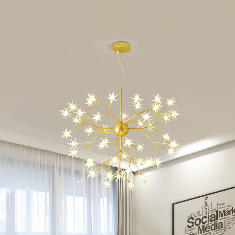 Modern Starry Pendant Light Fixture Iron 9/27/36-Light Dining Room Chandelier in Gold Clearhalo 'Ceiling Lights' 'Chandeliers' 'Modern Chandeliers' 'Modern' Lighting' 758163