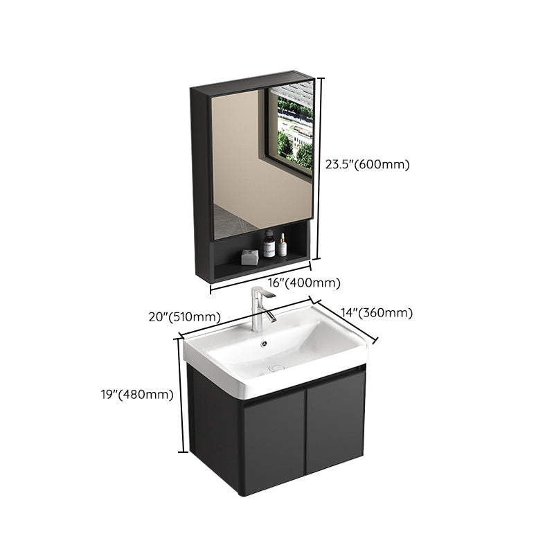 Rectangular Bathroom Vanity Single Sink Modern Gray Metal Base Vanity Set Clearhalo 'Bathroom Remodel & Bathroom Fixtures' 'Bathroom Vanities' 'bathroom_vanities' 'Home Improvement' 'home_improvement' 'home_improvement_bathroom_vanities' 7581641