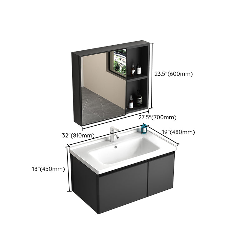 Rectangular Bathroom Vanity Single Sink Modern Gray Metal Base Vanity Set Clearhalo 'Bathroom Remodel & Bathroom Fixtures' 'Bathroom Vanities' 'bathroom_vanities' 'Home Improvement' 'home_improvement' 'home_improvement_bathroom_vanities' 7581646