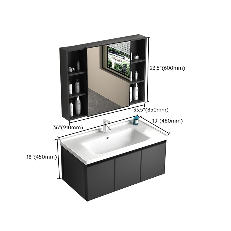 Rectangular Bathroom Vanity Single Sink Modern Gray Metal Base Vanity Set Clearhalo 'Bathroom Remodel & Bathroom Fixtures' 'Bathroom Vanities' 'bathroom_vanities' 'Home Improvement' 'home_improvement' 'home_improvement_bathroom_vanities' 7581648