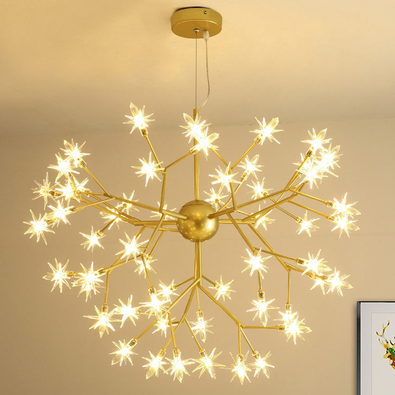 Modern Starry Pendant Light Fixture Iron 9/27/36-Light Dining Room Chandelier in Gold Clearhalo 'Ceiling Lights' 'Chandeliers' 'Modern Chandeliers' 'Modern' Lighting' 758165