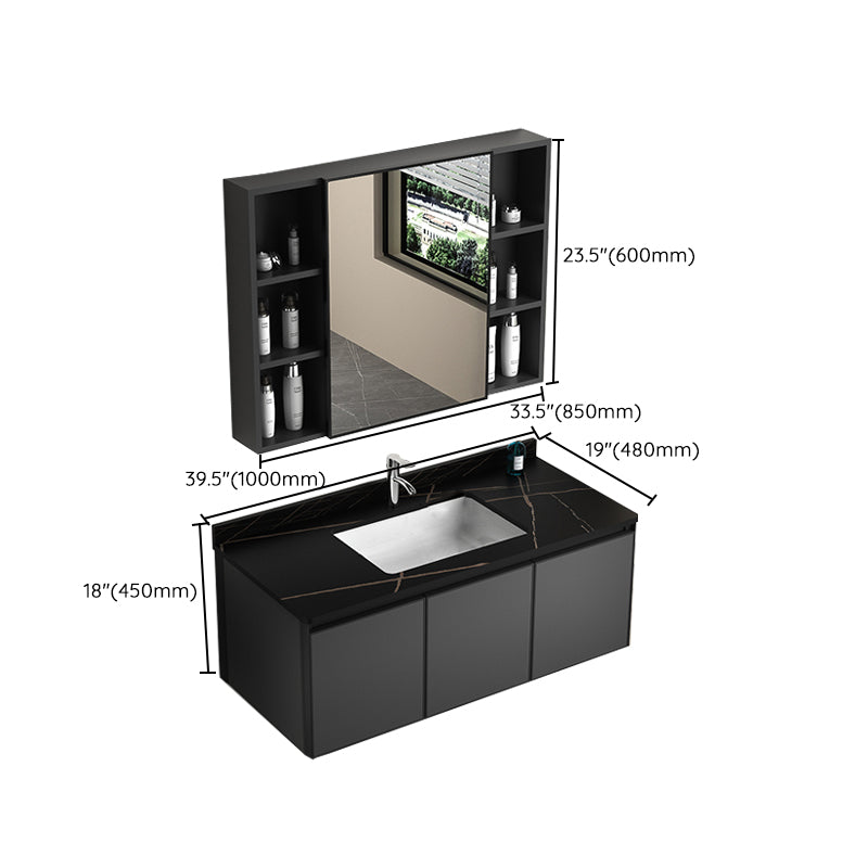 Rectangular Bathroom Vanity Single Sink Modern Gray Metal Base Vanity Set Clearhalo 'Bathroom Remodel & Bathroom Fixtures' 'Bathroom Vanities' 'bathroom_vanities' 'Home Improvement' 'home_improvement' 'home_improvement_bathroom_vanities' 7581651