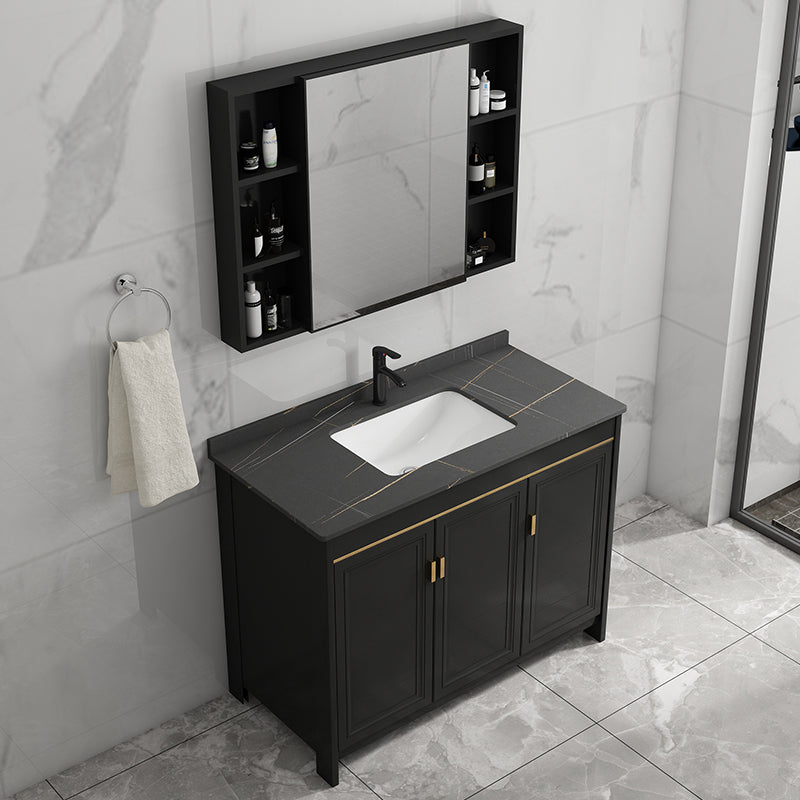 Rectangular Bathroom Vanity Glam Black Freestanding Metal Base Vanity Set Clearhalo 'Bathroom Remodel & Bathroom Fixtures' 'Bathroom Vanities' 'bathroom_vanities' 'Home Improvement' 'home_improvement' 'home_improvement_bathroom_vanities' 7581688