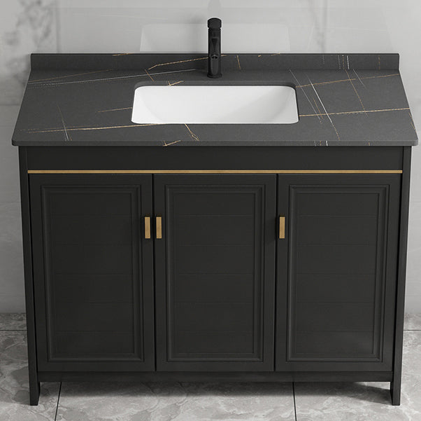 Rectangular Bathroom Vanity Glam Black Freestanding Metal Base Vanity Set Clearhalo 'Bathroom Remodel & Bathroom Fixtures' 'Bathroom Vanities' 'bathroom_vanities' 'Home Improvement' 'home_improvement' 'home_improvement_bathroom_vanities' 7581692