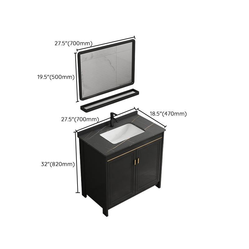 Rectangular Bathroom Vanity Glam Black Freestanding Metal Base Vanity Set Clearhalo 'Bathroom Remodel & Bathroom Fixtures' 'Bathroom Vanities' 'bathroom_vanities' 'Home Improvement' 'home_improvement' 'home_improvement_bathroom_vanities' 7581723