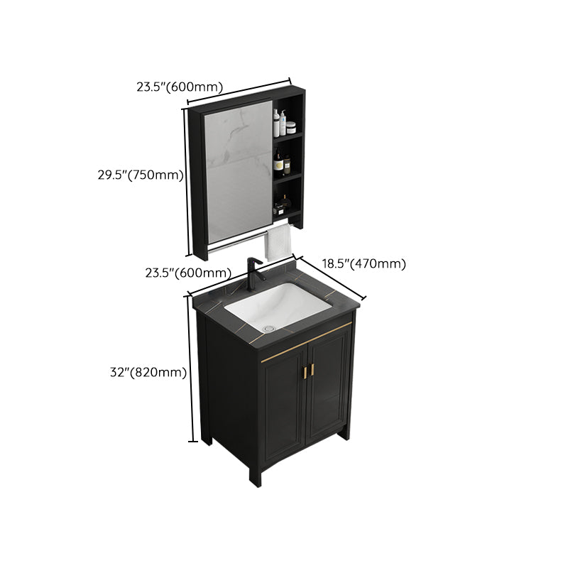 Rectangular Bathroom Vanity Glam Black Freestanding Metal Base Vanity Set Clearhalo 'Bathroom Remodel & Bathroom Fixtures' 'Bathroom Vanities' 'bathroom_vanities' 'Home Improvement' 'home_improvement' 'home_improvement_bathroom_vanities' 7581730