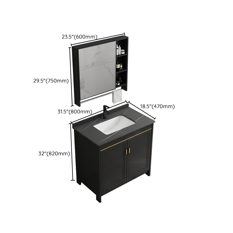 Rectangular Bathroom Vanity Glam Black Freestanding Metal Base Vanity Set Clearhalo 'Bathroom Remodel & Bathroom Fixtures' 'Bathroom Vanities' 'bathroom_vanities' 'Home Improvement' 'home_improvement' 'home_improvement_bathroom_vanities' 7581732