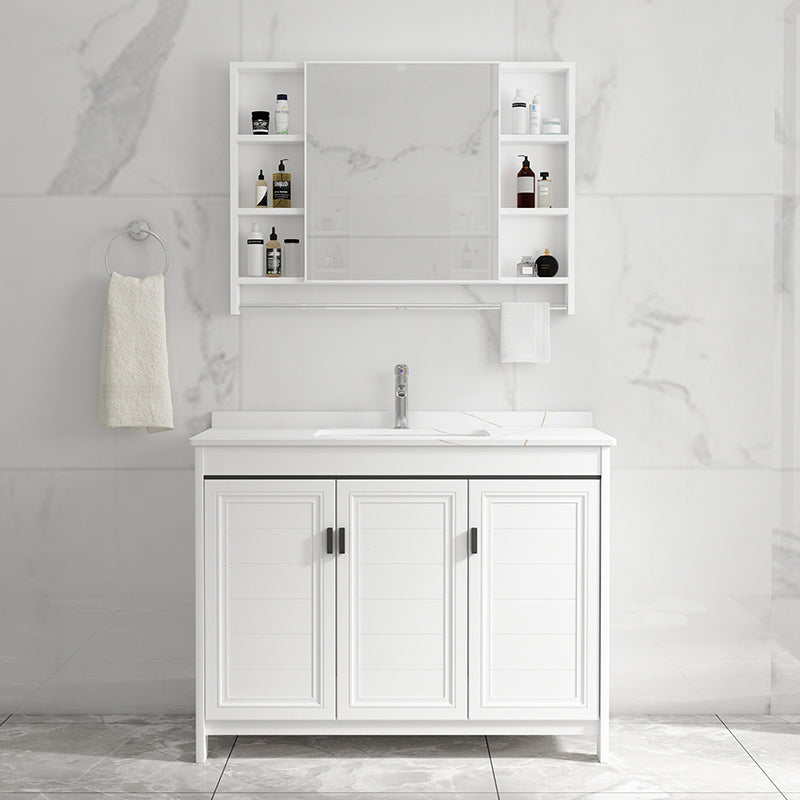 Freestanding Bathroom Vanity Single Sink White Modern Rectangular Vanity Set Clearhalo 'Bathroom Remodel & Bathroom Fixtures' 'Bathroom Vanities' 'bathroom_vanities' 'Home Improvement' 'home_improvement' 'home_improvement_bathroom_vanities' 7581735