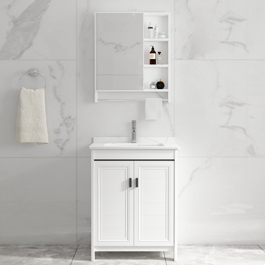 Freestanding Bathroom Vanity Single Sink White Modern Rectangular Vanity Set Clearhalo 'Bathroom Remodel & Bathroom Fixtures' 'Bathroom Vanities' 'bathroom_vanities' 'Home Improvement' 'home_improvement' 'home_improvement_bathroom_vanities' 7581740