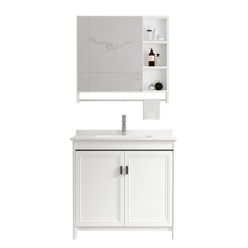 Freestanding Bathroom Vanity Single Sink White Modern Rectangular Vanity Set Clearhalo 'Bathroom Remodel & Bathroom Fixtures' 'Bathroom Vanities' 'bathroom_vanities' 'Home Improvement' 'home_improvement' 'home_improvement_bathroom_vanities' 7581743