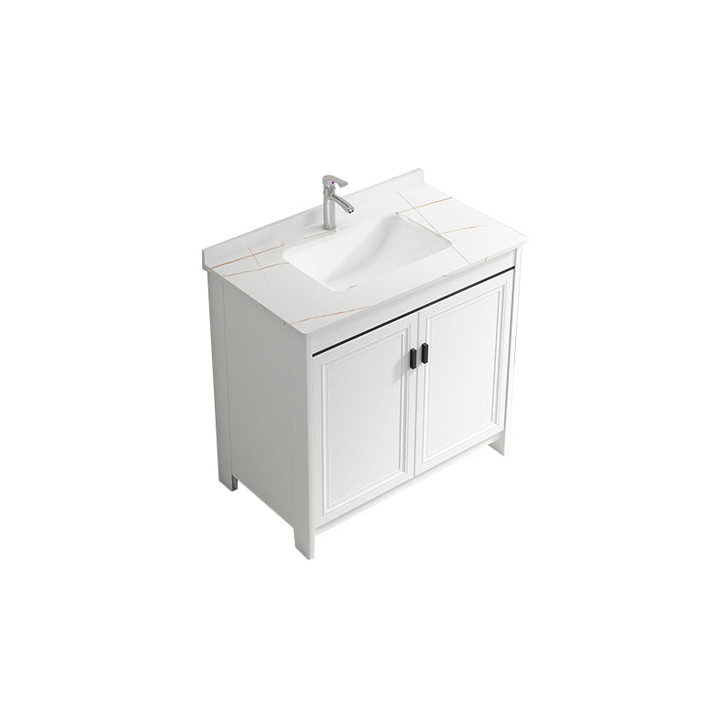 Freestanding Bathroom Vanity Single Sink White Modern Rectangular Vanity Set Vanity & Faucet Towel Bar Not Included Clearhalo 'Bathroom Remodel & Bathroom Fixtures' 'Bathroom Vanities' 'bathroom_vanities' 'Home Improvement' 'home_improvement' 'home_improvement_bathroom_vanities' 7581752