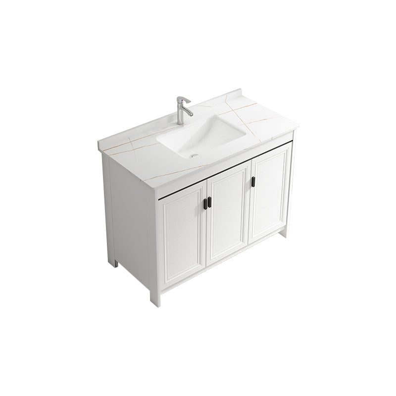 Freestanding Bathroom Vanity Single Sink White Modern Rectangular Vanity Set Vanity & Faucet Towel Bar Not Included Clearhalo 'Bathroom Remodel & Bathroom Fixtures' 'Bathroom Vanities' 'bathroom_vanities' 'Home Improvement' 'home_improvement' 'home_improvement_bathroom_vanities' 7581753