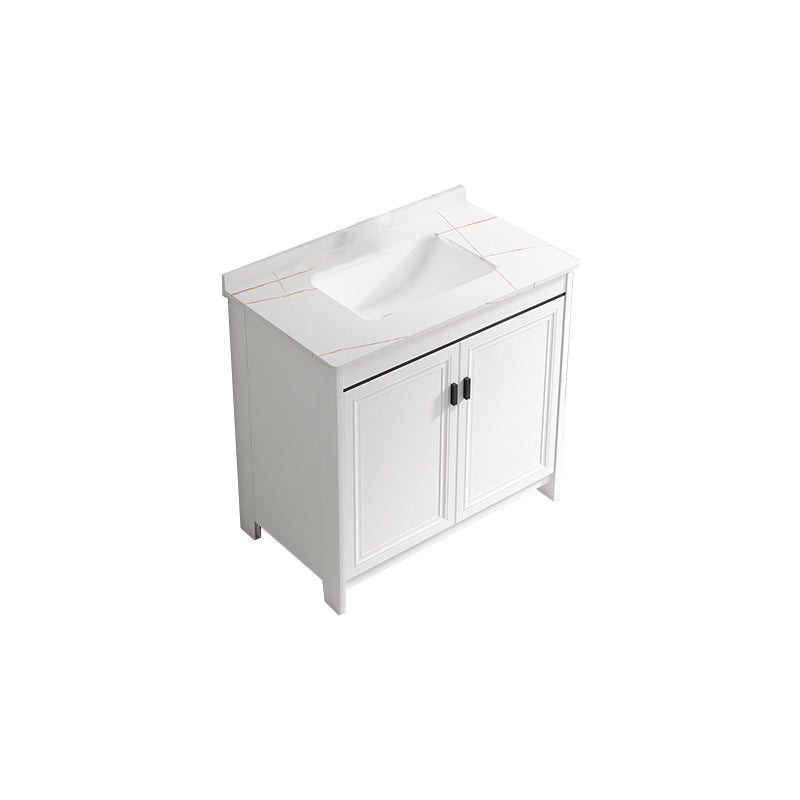 Freestanding Bathroom Vanity Single Sink White Modern Rectangular Vanity Set Bathroom Vanity Towel Bar Not Included Clearhalo 'Bathroom Remodel & Bathroom Fixtures' 'Bathroom Vanities' 'bathroom_vanities' 'Home Improvement' 'home_improvement' 'home_improvement_bathroom_vanities' 7581755