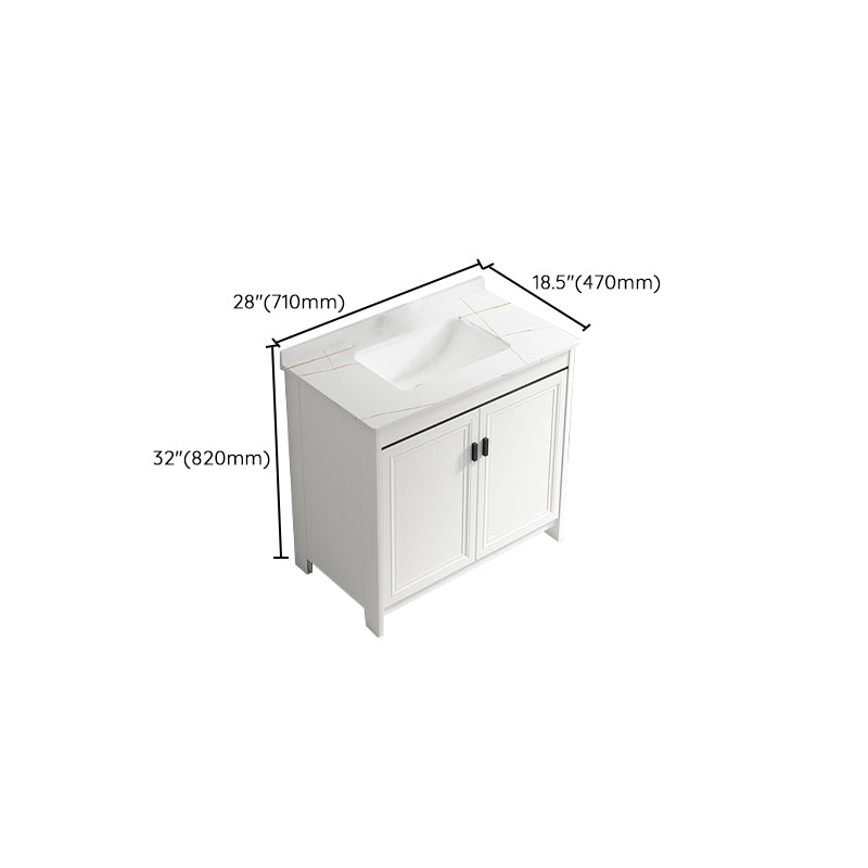 Freestanding Bathroom Vanity Single Sink White Modern Rectangular Vanity Set Clearhalo 'Bathroom Remodel & Bathroom Fixtures' 'Bathroom Vanities' 'bathroom_vanities' 'Home Improvement' 'home_improvement' 'home_improvement_bathroom_vanities' 7581758