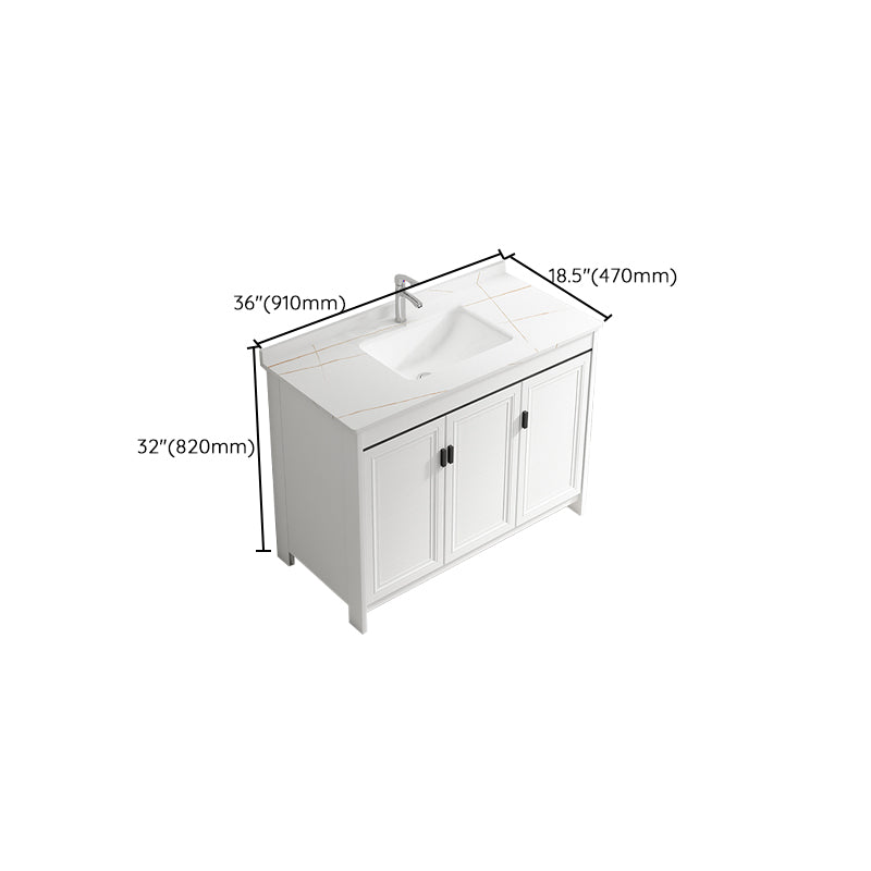 Freestanding Bathroom Vanity Single Sink White Modern Rectangular Vanity Set Clearhalo 'Bathroom Remodel & Bathroom Fixtures' 'Bathroom Vanities' 'bathroom_vanities' 'Home Improvement' 'home_improvement' 'home_improvement_bathroom_vanities' 7581765