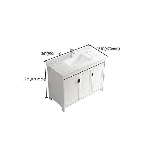 Freestanding Bathroom Vanity Single Sink White Modern Rectangular Vanity Set Clearhalo 'Bathroom Remodel & Bathroom Fixtures' 'Bathroom Vanities' 'bathroom_vanities' 'Home Improvement' 'home_improvement' 'home_improvement_bathroom_vanities' 7581765