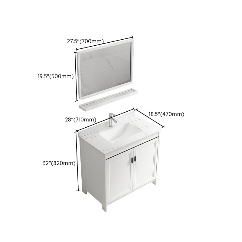 Freestanding Bathroom Vanity Single Sink White Modern Rectangular Vanity Set Clearhalo 'Bathroom Remodel & Bathroom Fixtures' 'Bathroom Vanities' 'bathroom_vanities' 'Home Improvement' 'home_improvement' 'home_improvement_bathroom_vanities' 7581768