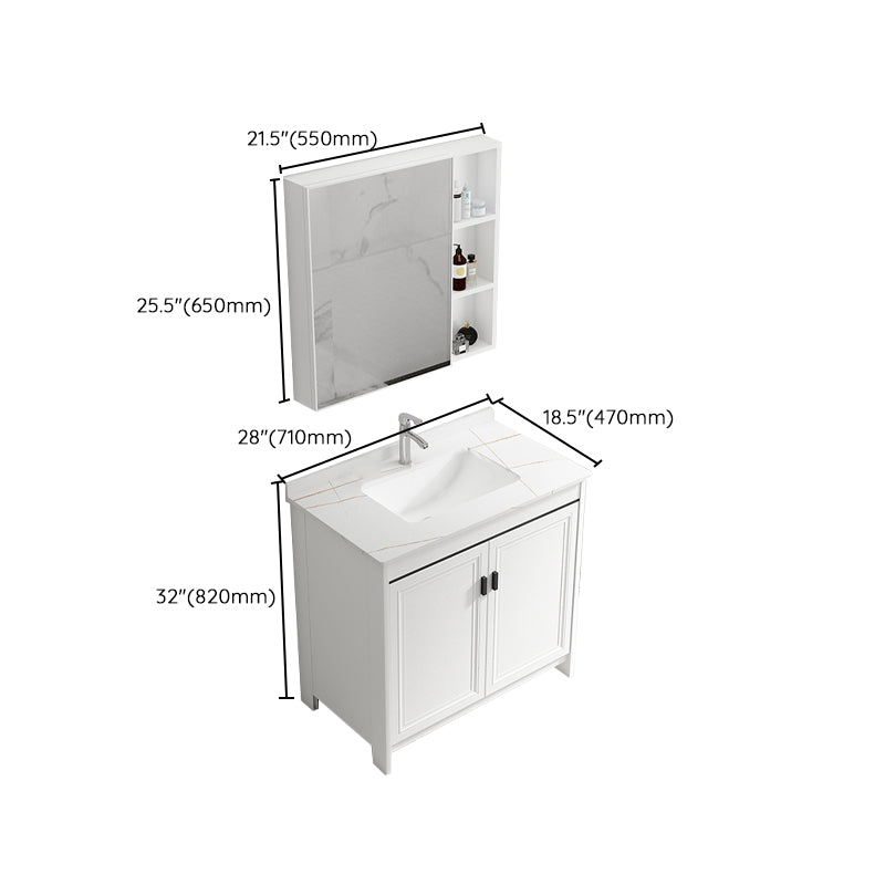 Freestanding Bathroom Vanity Single Sink White Modern Rectangular Vanity Set Clearhalo 'Bathroom Remodel & Bathroom Fixtures' 'Bathroom Vanities' 'bathroom_vanities' 'Home Improvement' 'home_improvement' 'home_improvement_bathroom_vanities' 7581771