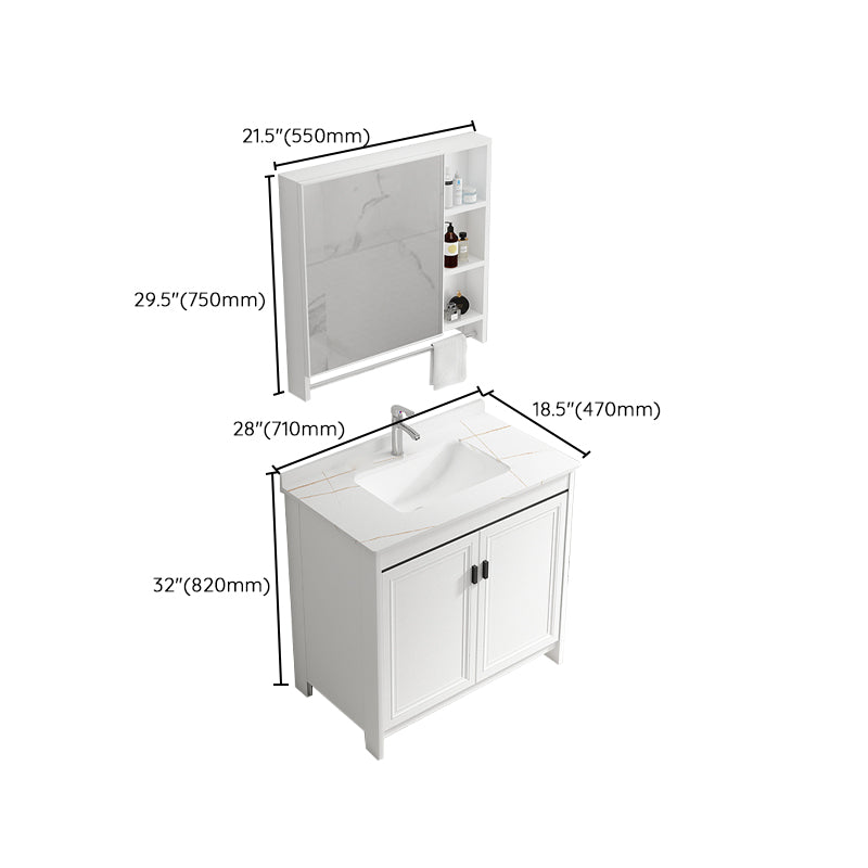 Freestanding Bathroom Vanity Single Sink White Modern Rectangular Vanity Set Clearhalo 'Bathroom Remodel & Bathroom Fixtures' 'Bathroom Vanities' 'bathroom_vanities' 'Home Improvement' 'home_improvement' 'home_improvement_bathroom_vanities' 7581776