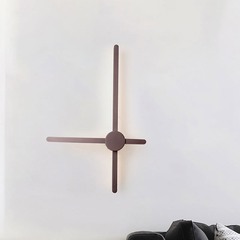 Crossed Lines Sconce Wall Light Metal Post Modern Wall Lamp in Brown for Living Room Brown A Clearhalo 'Cast Iron' 'Glass' 'Industrial' 'Modern wall lights' 'Modern' 'Tiffany' 'Traditional wall lights' 'Wall Lamps & Sconces' 'Wall Lights' Lighting' 758178