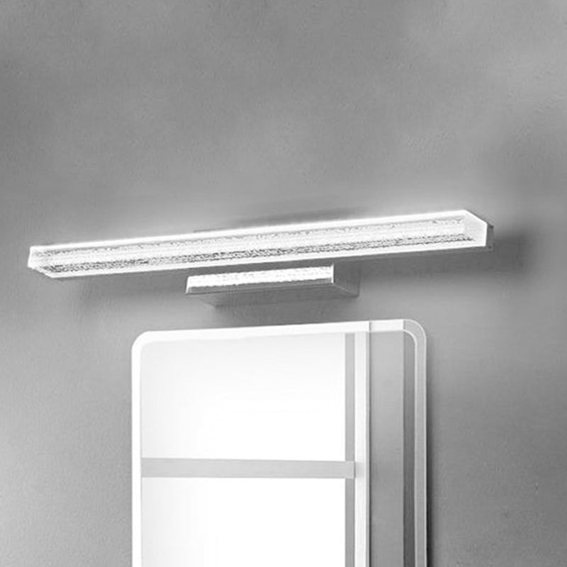 Linear Bathroom Vanity Lamp Stainless Steel 1-Light Modern LED Wall Sconce with Acrylic Shade in Warm/White Light, 8"/16"/23.5" Wide Clearhalo 'Modern wall lights' 'Modern' 'Vanity Lights' 'Wall Lights' Lighting' 758181