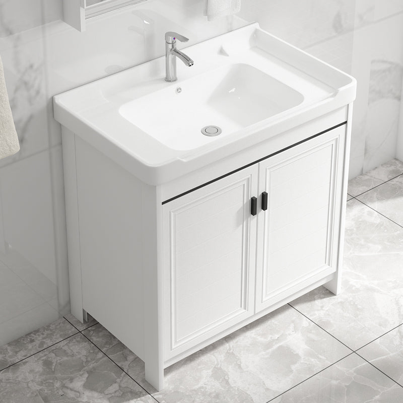 Modern White Sink Vanity Ceramic Single Rectangular Bath Vanity Clearhalo 'Bathroom Remodel & Bathroom Fixtures' 'Bathroom Vanities' 'bathroom_vanities' 'Home Improvement' 'home_improvement' 'home_improvement_bathroom_vanities' 7581824