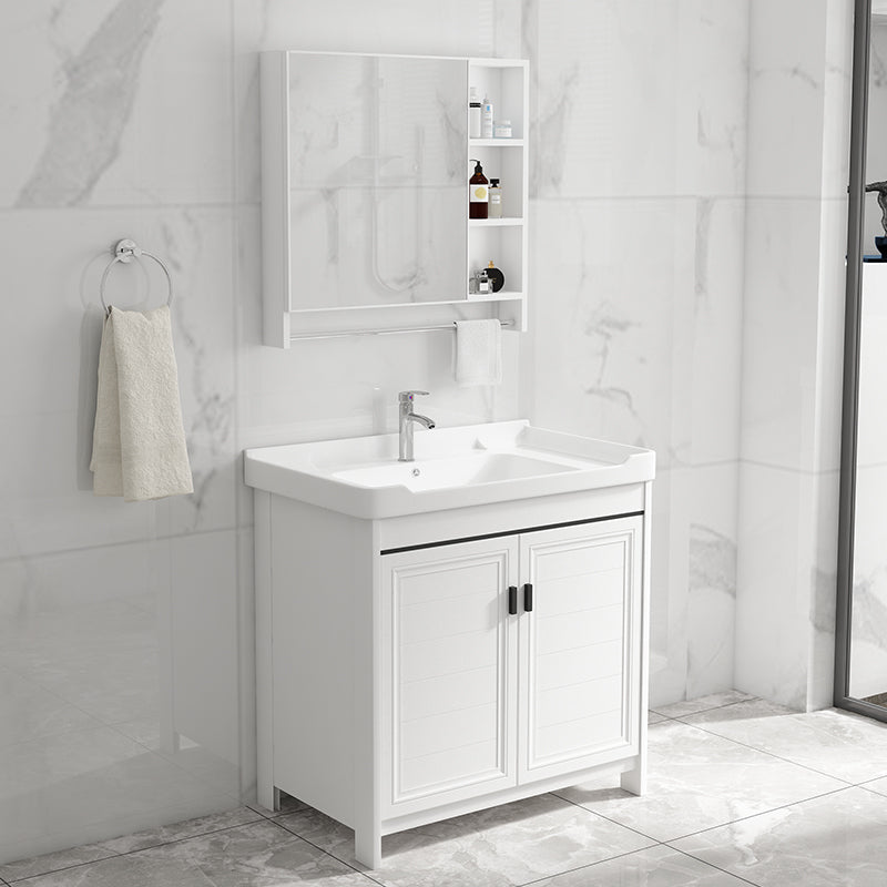 Modern White Sink Vanity Ceramic Single Rectangular Bath Vanity Clearhalo 'Bathroom Remodel & Bathroom Fixtures' 'Bathroom Vanities' 'bathroom_vanities' 'Home Improvement' 'home_improvement' 'home_improvement_bathroom_vanities' 7581826