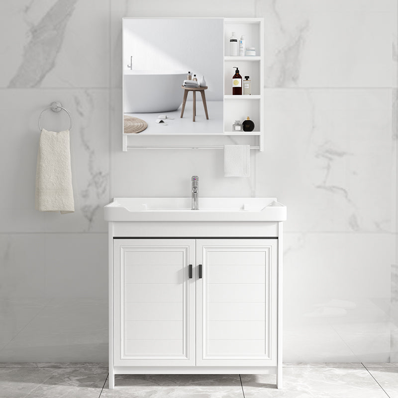 Modern White Sink Vanity Ceramic Single Rectangular Bath Vanity Clearhalo 'Bathroom Remodel & Bathroom Fixtures' 'Bathroom Vanities' 'bathroom_vanities' 'Home Improvement' 'home_improvement' 'home_improvement_bathroom_vanities' 7581828