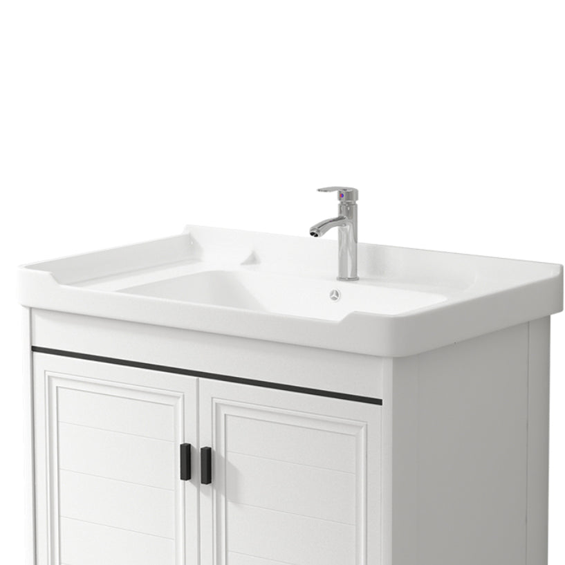 Modern White Sink Vanity Ceramic Single Rectangular Bath Vanity Clearhalo 'Bathroom Remodel & Bathroom Fixtures' 'Bathroom Vanities' 'bathroom_vanities' 'Home Improvement' 'home_improvement' 'home_improvement_bathroom_vanities' 7581838