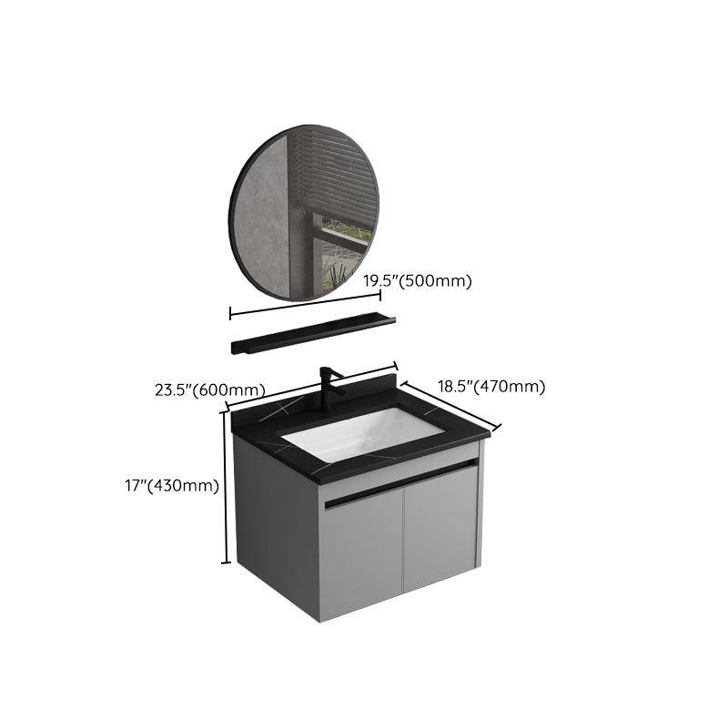 Wall Mount Bathroom Vanity Modern Gray Metal Frame Single Rectangular Vanity Set Clearhalo 'Bathroom Remodel & Bathroom Fixtures' 'Bathroom Vanities' 'bathroom_vanities' 'Home Improvement' 'home_improvement' 'home_improvement_bathroom_vanities' 7582008