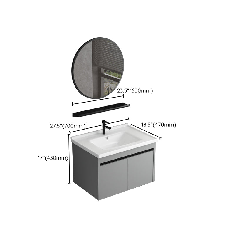 Wall Mount Bathroom Vanity Modern Gray Metal Frame Single Rectangular Vanity Set Clearhalo 'Bathroom Remodel & Bathroom Fixtures' 'Bathroom Vanities' 'bathroom_vanities' 'Home Improvement' 'home_improvement' 'home_improvement_bathroom_vanities' 7582009