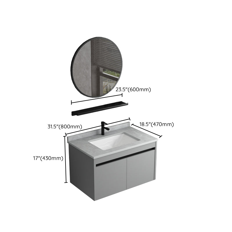 Wall Mount Bathroom Vanity Modern Gray Metal Frame Single Rectangular Vanity Set Clearhalo 'Bathroom Remodel & Bathroom Fixtures' 'Bathroom Vanities' 'bathroom_vanities' 'Home Improvement' 'home_improvement' 'home_improvement_bathroom_vanities' 7582013