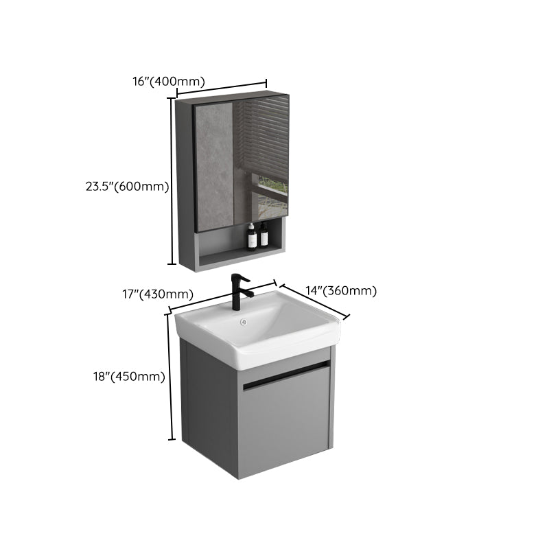 Wall Mount Bathroom Vanity Modern Gray Metal Frame Single Rectangular Vanity Set Clearhalo 'Bathroom Remodel & Bathroom Fixtures' 'Bathroom Vanities' 'bathroom_vanities' 'Home Improvement' 'home_improvement' 'home_improvement_bathroom_vanities' 7582015