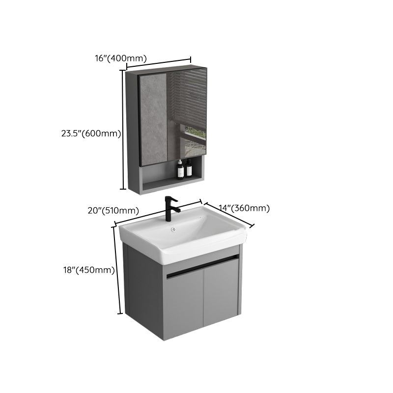 Wall Mount Bathroom Vanity Modern Gray Metal Frame Single Rectangular Vanity Set Clearhalo 'Bathroom Remodel & Bathroom Fixtures' 'Bathroom Vanities' 'bathroom_vanities' 'Home Improvement' 'home_improvement' 'home_improvement_bathroom_vanities' 7582016