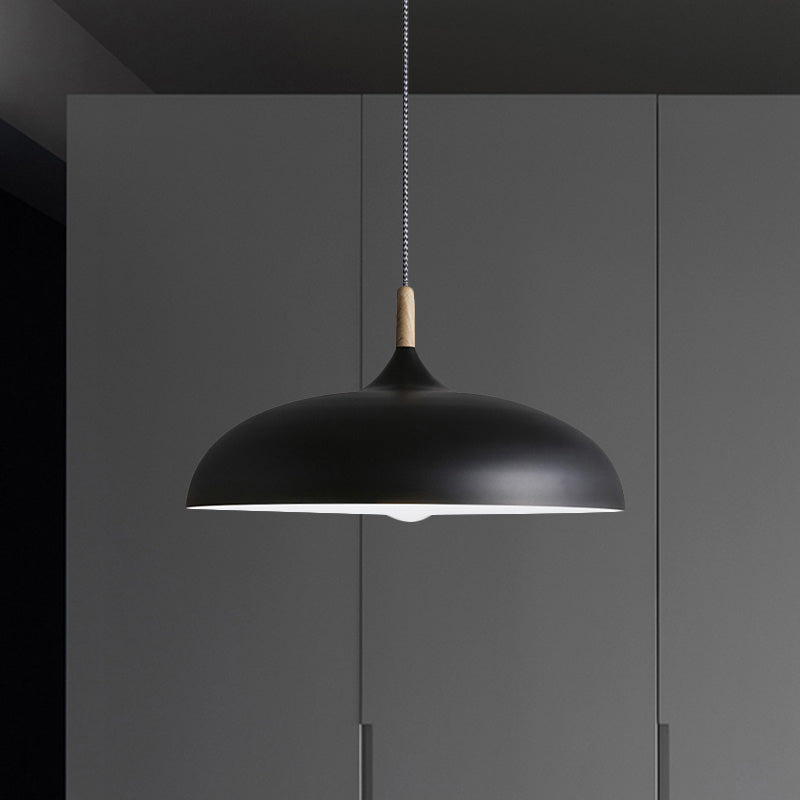 Black/White Finish Dome Pendant Light Fixture Retro Style Metal 1 Bulb Kitchen Hanging Lamp with Adjustable Cord Clearhalo 'Ceiling Lights' 'Modern Pendants' 'Modern' 'Pendant Lights' 'Pendants' Lighting' 758245