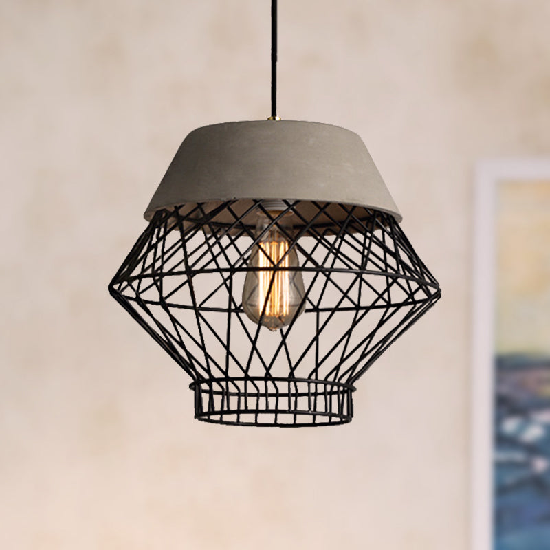 Retro Style Wire Cage Hanging Lamp 1 Light Metal Pendant Light Fixture with Adjustable Cord in Black Clearhalo 'Ceiling Lights' 'Modern Pendants' 'Modern' 'Pendant Lights' 'Pendants' Lighting' 758248